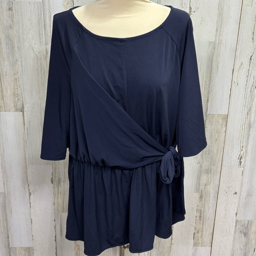 Lane Bryant Plus Size Tie Side Asymmetrical Draped Top